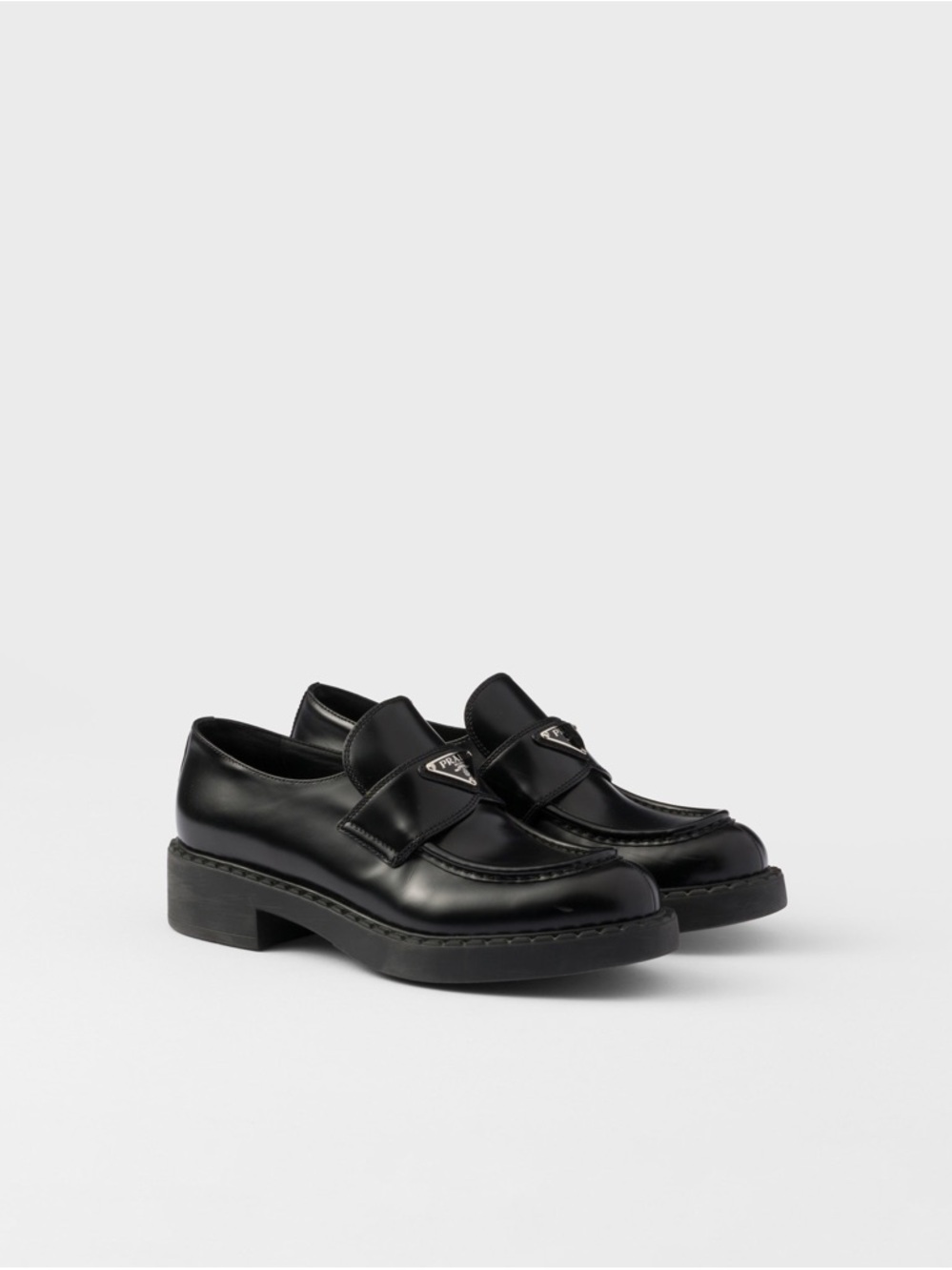 Prada Black Leather Platform Loafers size US7.5 IT37.5 authentic - Picture 2 of 16
